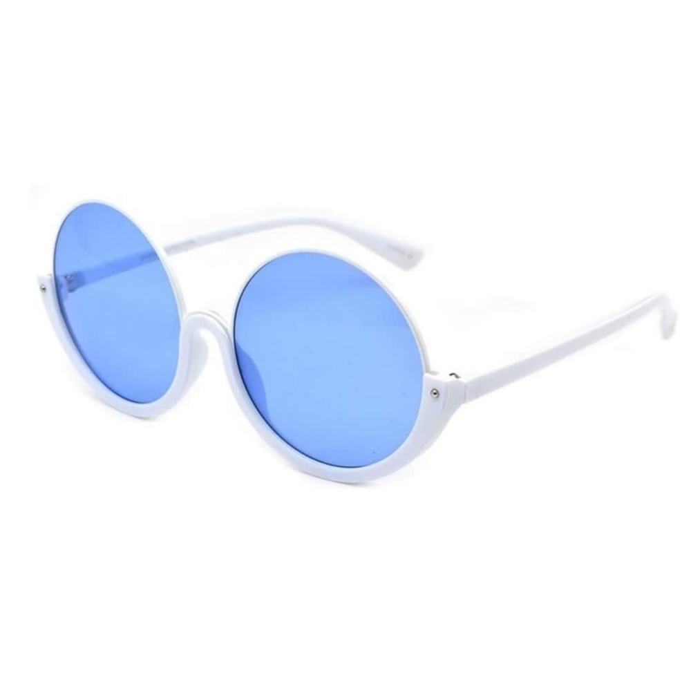 Round Fashion Sunglasses- Blue Lenses